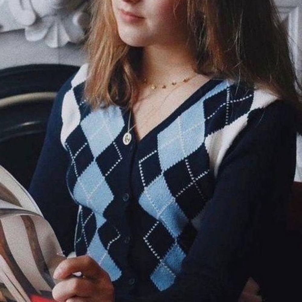 Brandy Melville Blue Argile Button Up Sweater